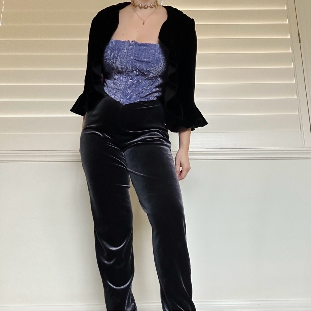 vintage 90s velour velvet gray pants